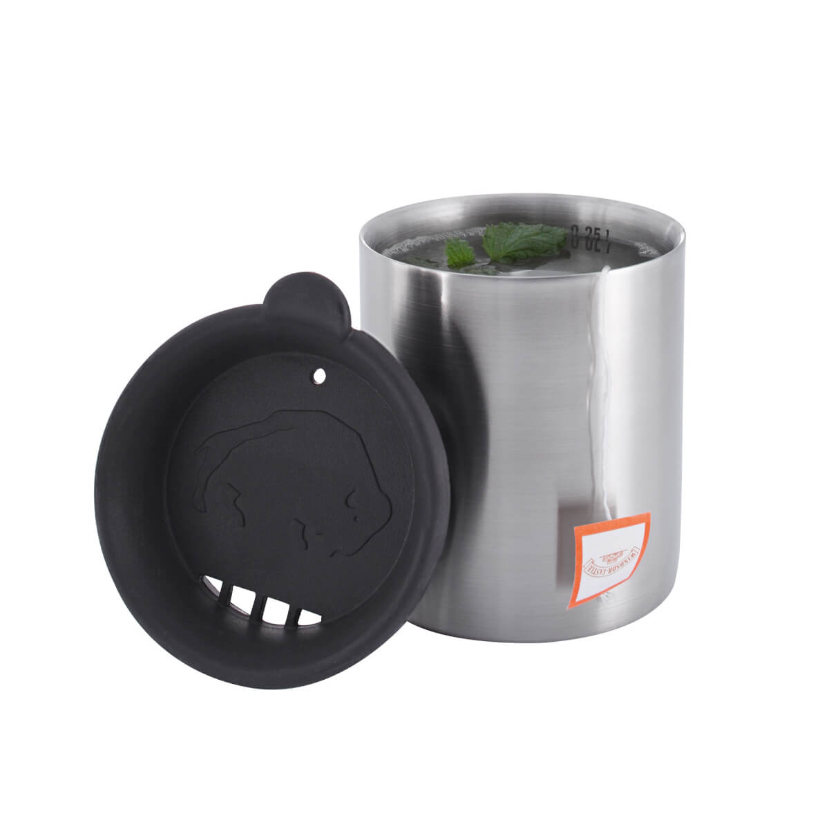 Camping Workshop RVS Thermo Mok Dubbelwandig - Thermobeker Koffiemok Beker Met Handvat 250ml Zilver 4 Personen Set 4 Thermomokken