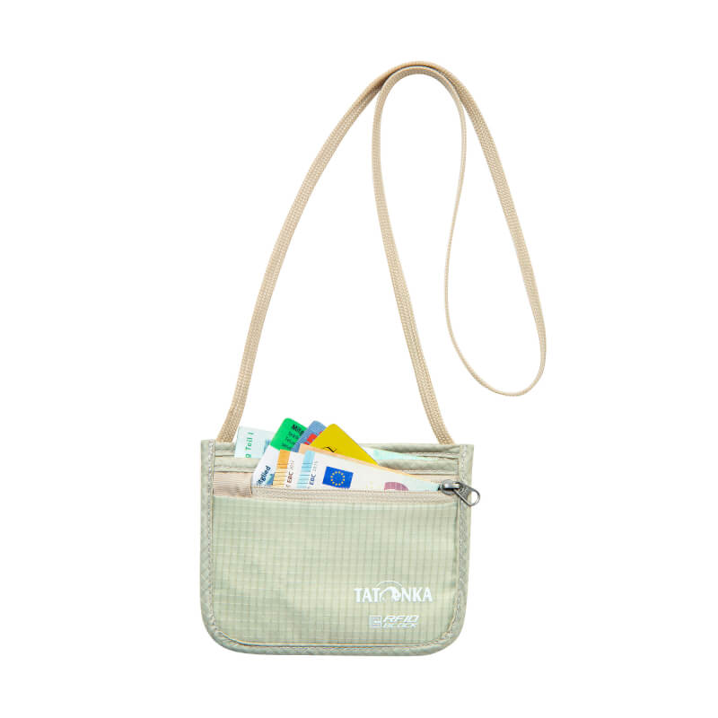 Skin ID Pocket RFID Block Bolsa para el cuello con bloqueador RFID